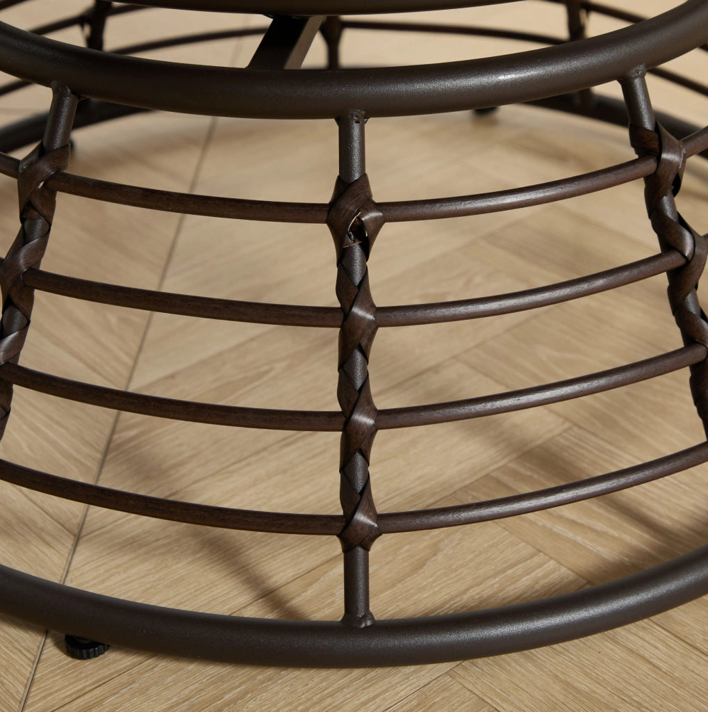 Sedia Papasan girevole 360° ?92x67 cm in acciaio e rattan PE; cuscino rosa