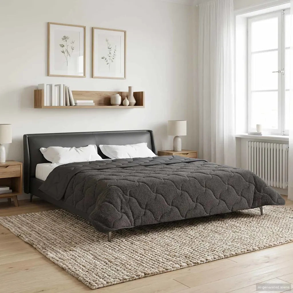 Duvet Estivo Antracite 200 x 240 cm Microfibra e Fleece Teddy 42026161