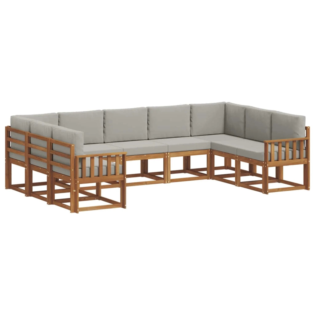 Set di divani da esterno 9 pcs Grigio Naturale e Chiaro