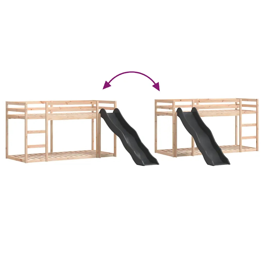 Letto a Castello Scivolo e Scala 90x190 cm Legno Massello Pino 3284245