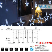 Trade Shop - Tenda Luminosa Natalizia 115 Led Con Stelle Luce Bianca Cavo Trasparente Xc-3776 -