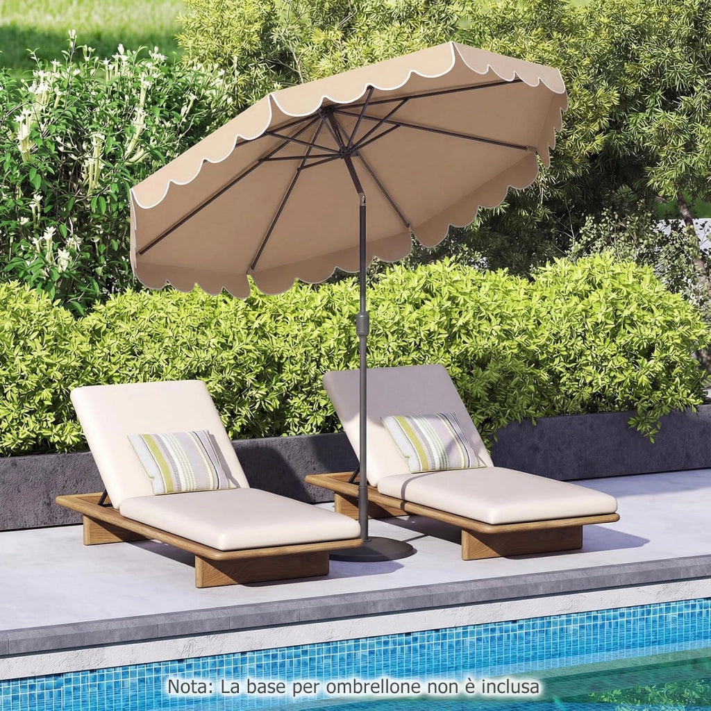 Ombrellone da Giardino 300 cm, con Inclinazione Regolabile, Anti-UV, Manovella, 8 Stecche, Top Ventilato, per Giardino Piscina Patio (Marrone)