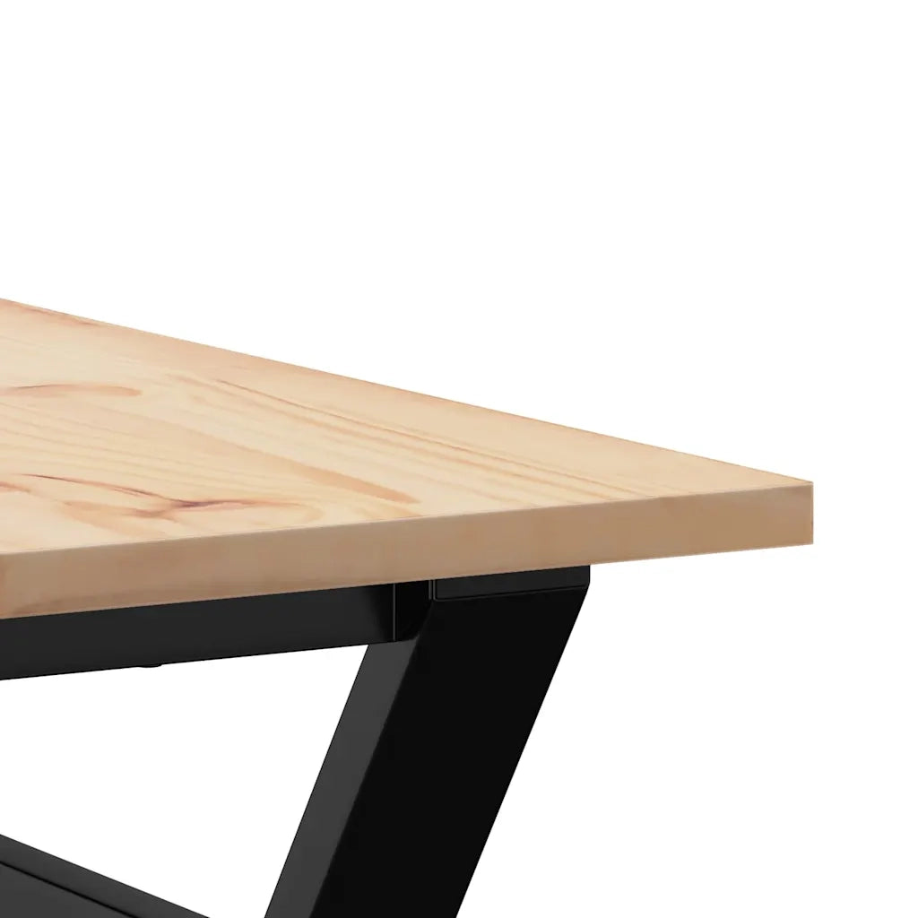 Tavolino da Salotto Telaio a Y 90x90x45 cm Legno Pino e Acciaio