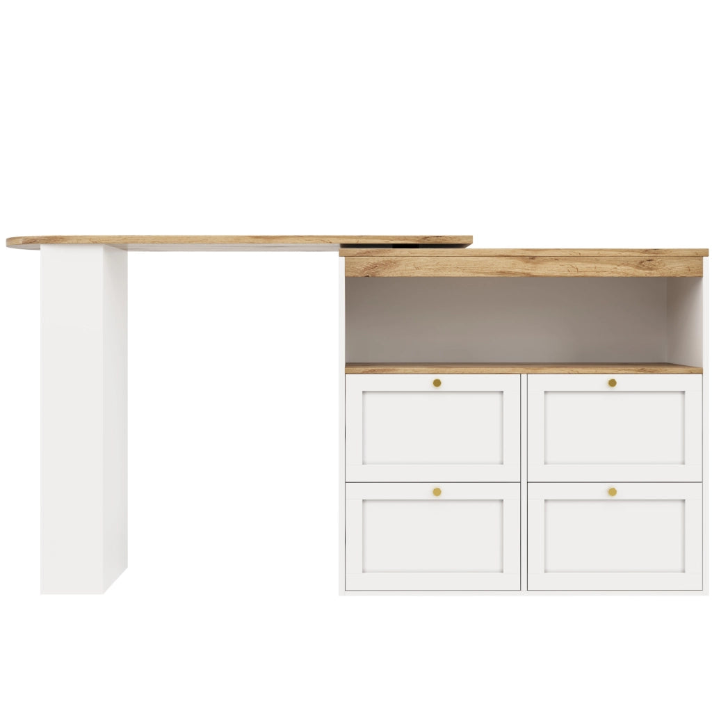 mobile contenitore girevole 204x39x104 cm bianco - 4 cassetti e ripiani