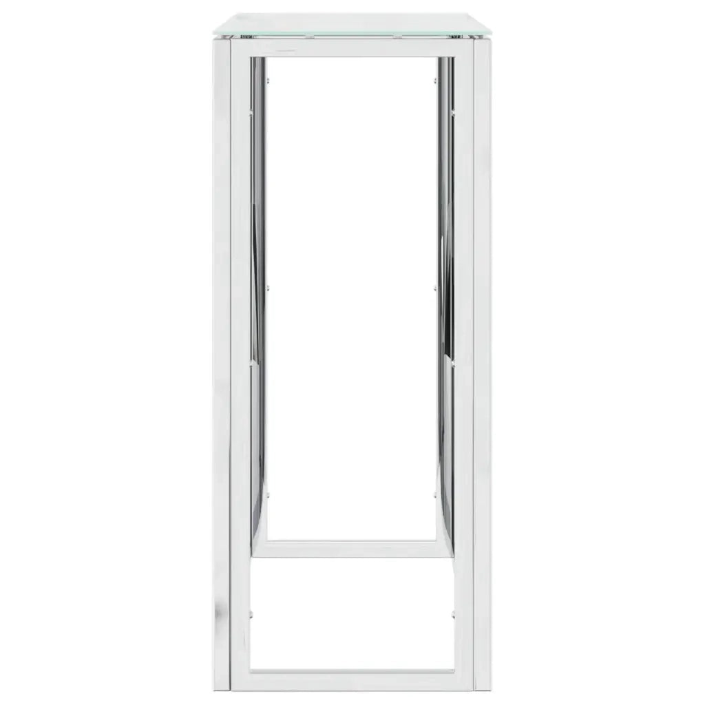 Tavolino Consolle 70x30x70 cm in Acciaio Inox e Vetro 350033