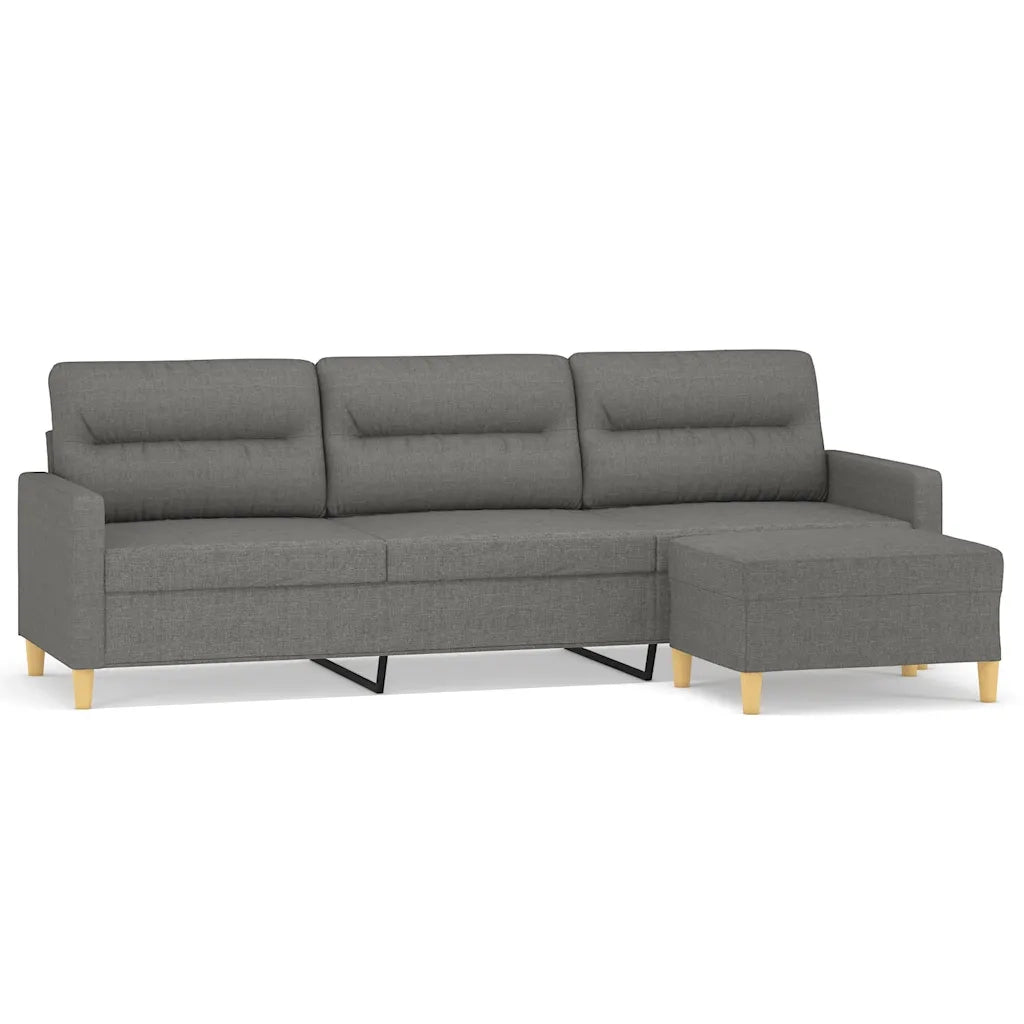 Divano a 3 Posti con Poggiapiedi Grigio Scuro 210cm in Tessuto cod mxl 13907