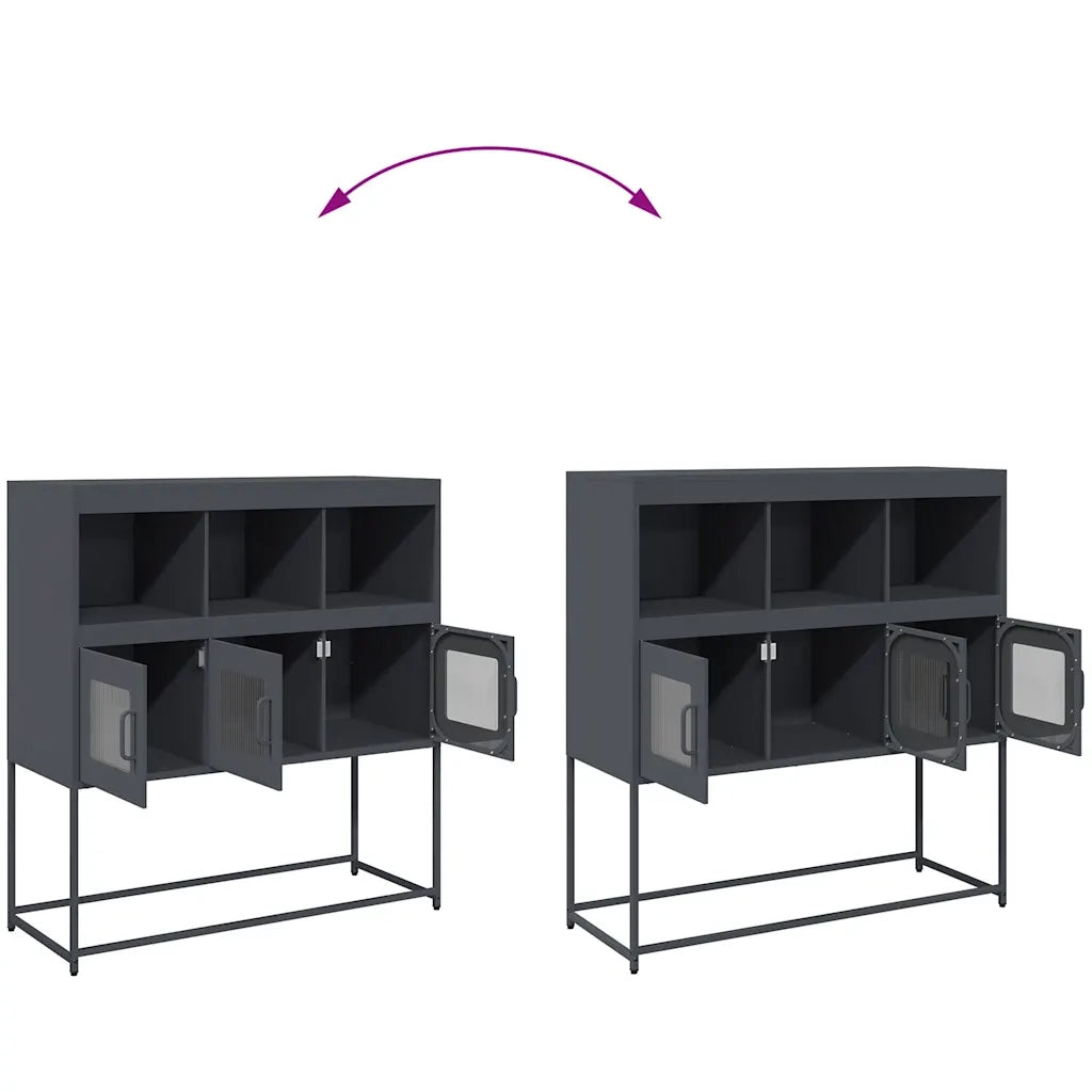 Credenza Antracite 100,5x39x107 cm in Acciaio Laminato a Freddo