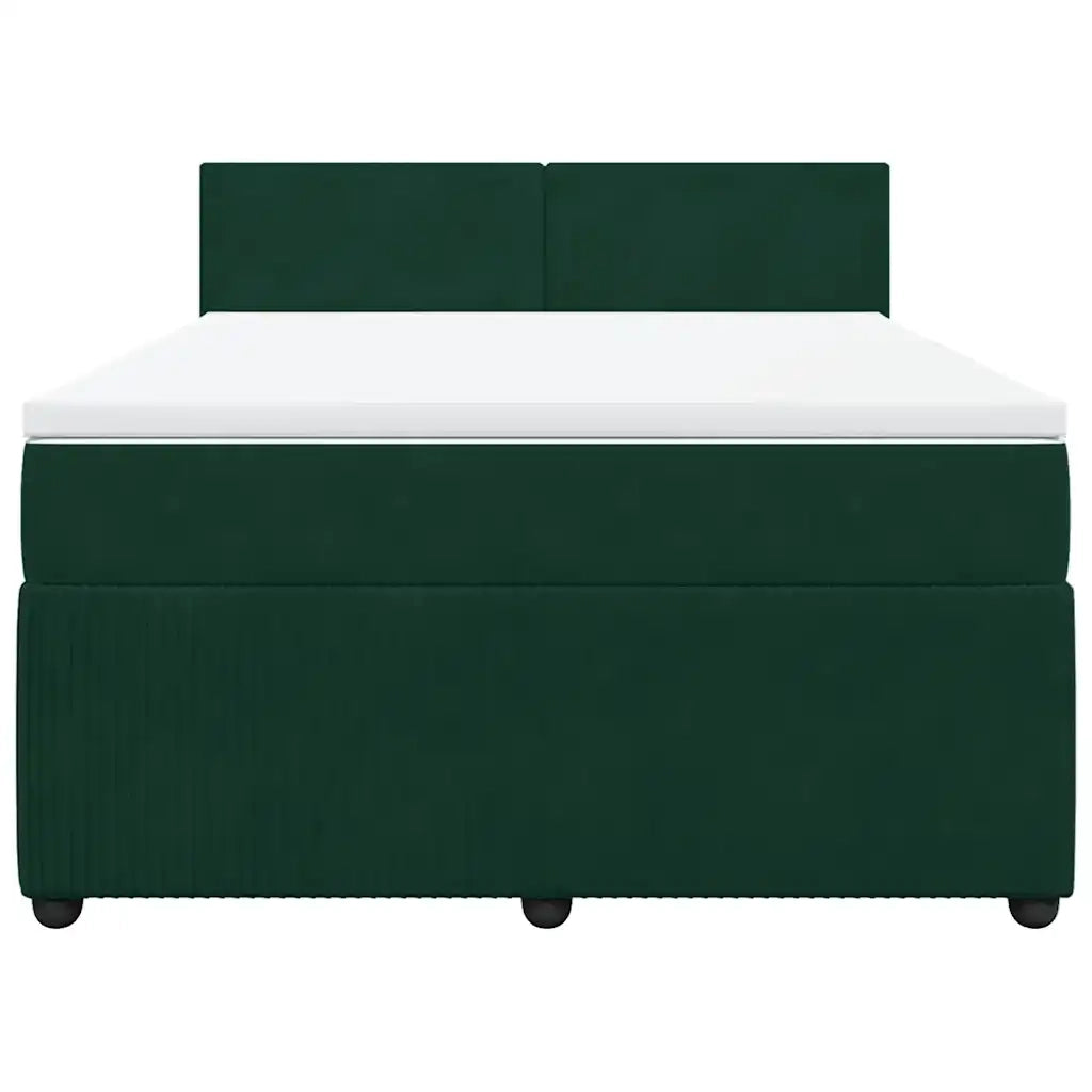 Giroletto a Molle con Materasso Verde Scuro 140x200 cm Velluto 3290055