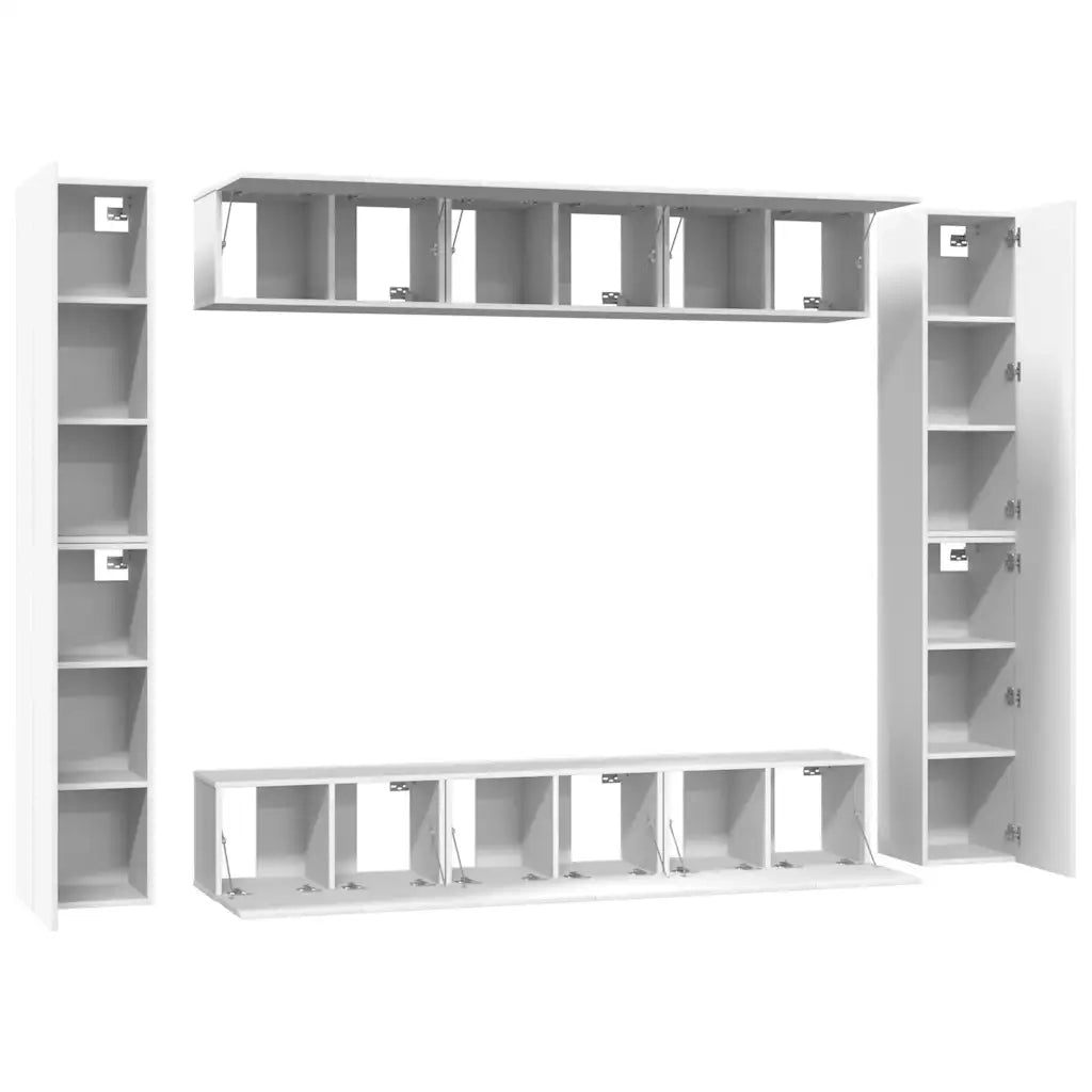 Set Mobili Porta TV 10 pz Bianco in Legno Multistrato 3078665
