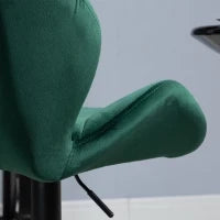 Set 2 Sgabelli da Bar, Altezza Regolabile con Base in Metallo e Seduta in Velluto, Sgabelli Moderni con Schienale e Poggiapiedi, 46x48x83-104cm, Verde