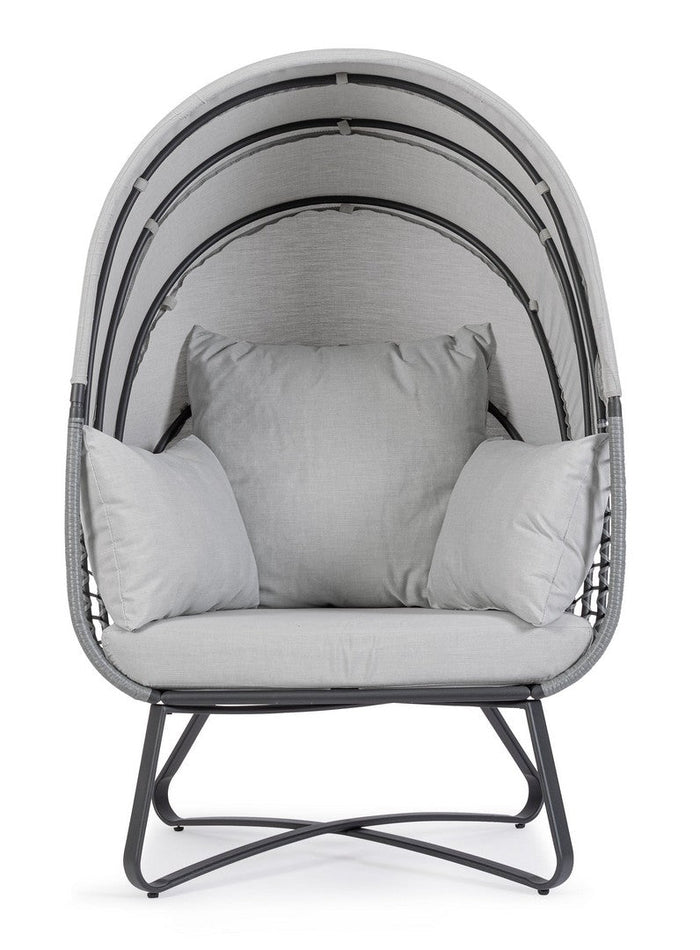 Poltrona con Cuscini da Giardino 100x90x152 cm in Acciaio Eldon Grigio Chiaro