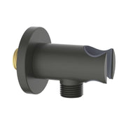 Presa acqua tonda con supporto doccino in ottone color gungrey