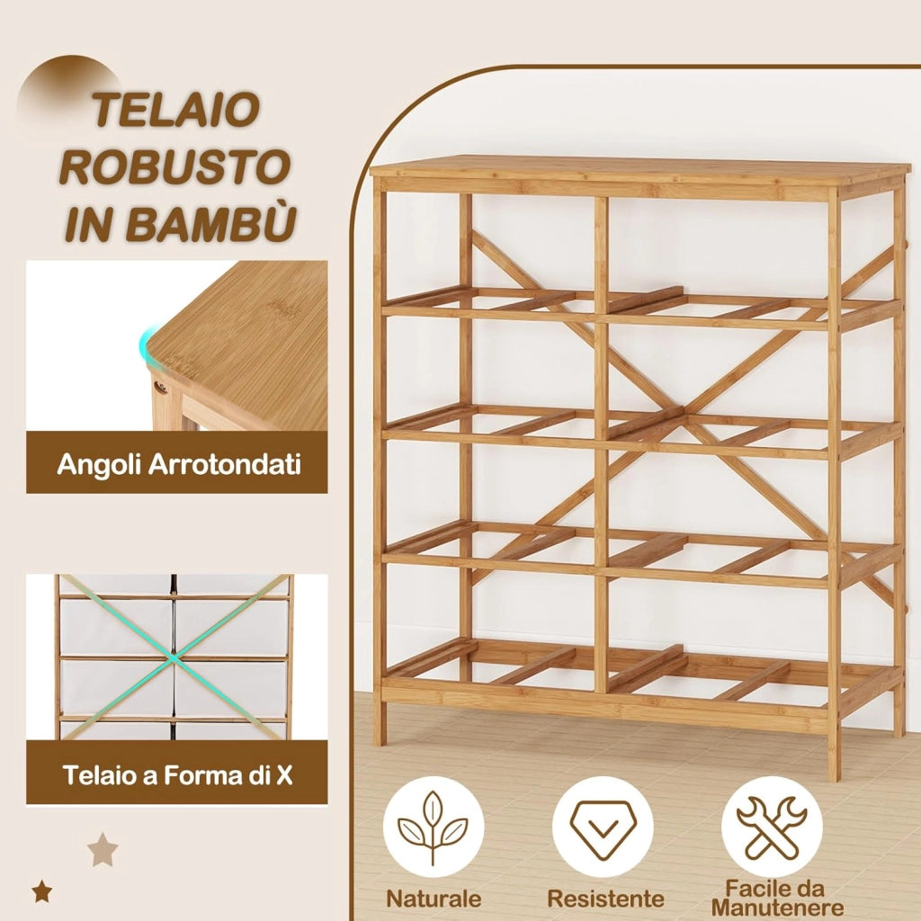 Cassettiera con 8 Cassetti, Torre di Stoccaggio in Tessuto di Bambù con Contenitori Rimovibili, Mobile con Cassetti per Guardaroba, Soggiorno, Corridoio, 80 x 40 x 94 cm