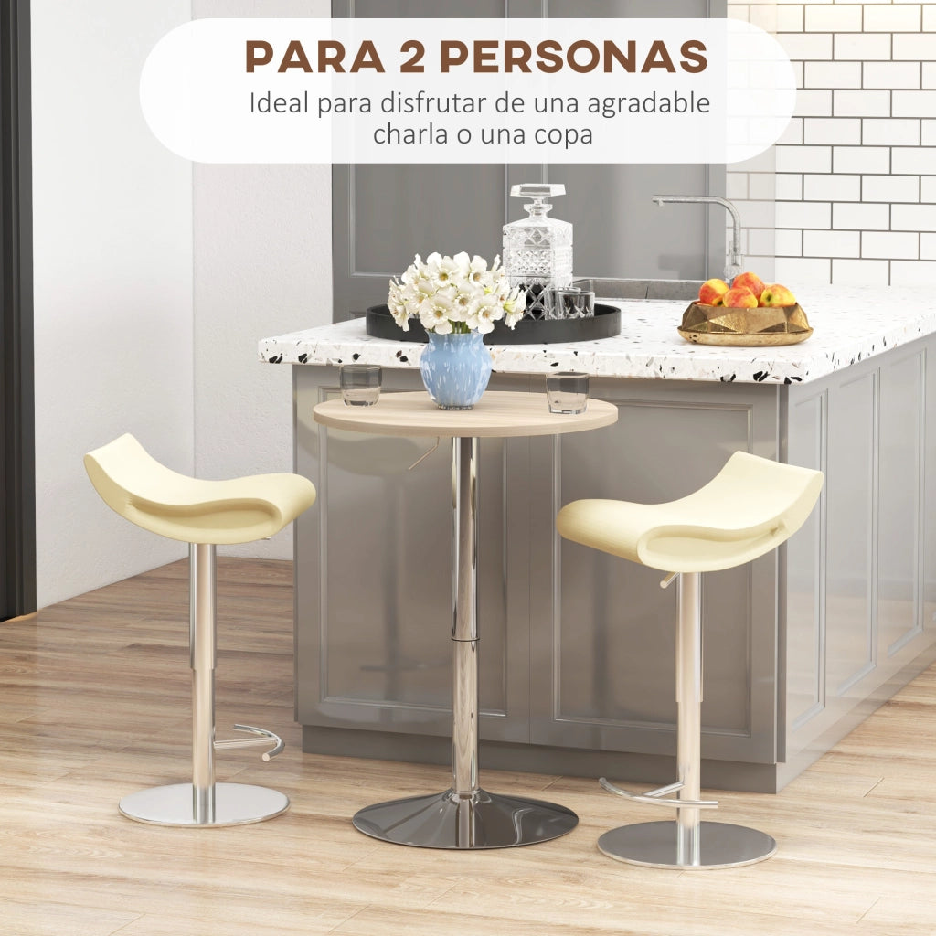 Tavolino da caff¨¨ rotondo con piano girevole 360¡ã ¨C Minimal ¨C 60x60x91 cm legno rovere chiaro
