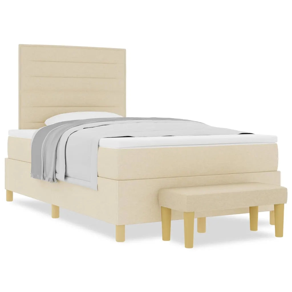 vidaXL Letto a molle con materasso Crema 120 x 190 cm Tessuto