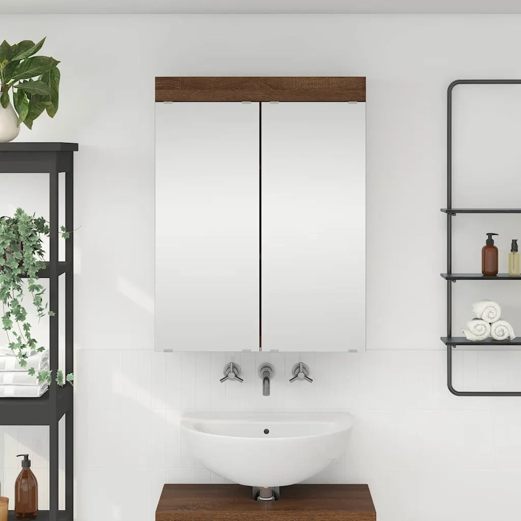 Mobiletto per specchio da bagno con porta TULUM Rovere Marrone 880368