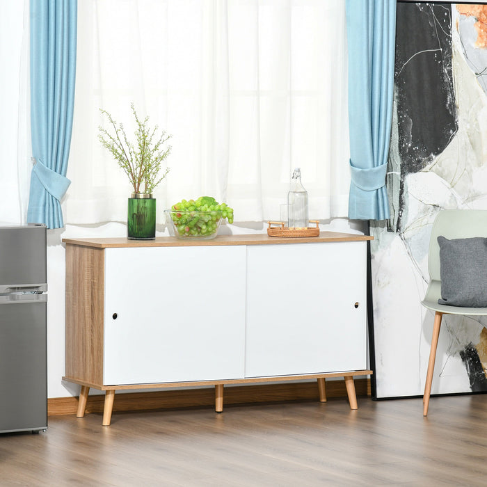 Mobile 2 Ante Scorrevoli 130x40x74,5 cm in Legno Rovere e Bianco