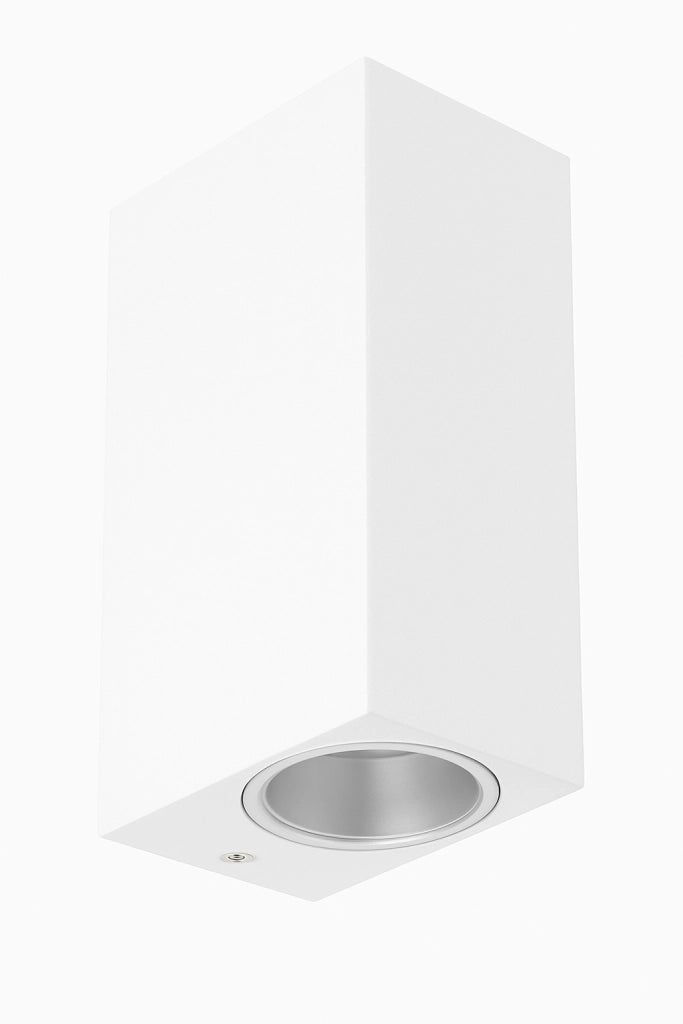 Applique da esterno ip65 lampada a parete moderna doppia luce con attacco gu10 biemissione per giardini terrazze balconi Color: Bianco