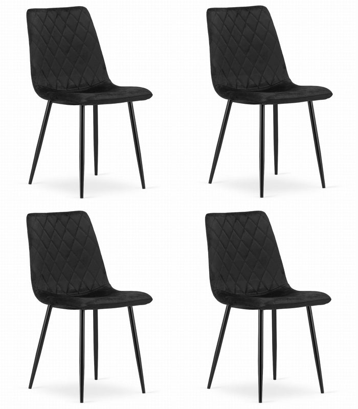 Sedia VALORA TURIN - Design senza tempo in velluto nero x 4