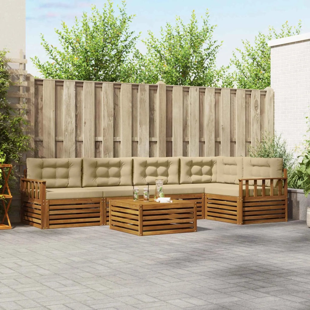 Set di divani da esterno con cuscino 6 pcs Naturale e Beige
