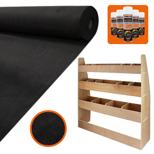 Kit moquette nera e scaffalatura in legno per furgone Caddy SWB