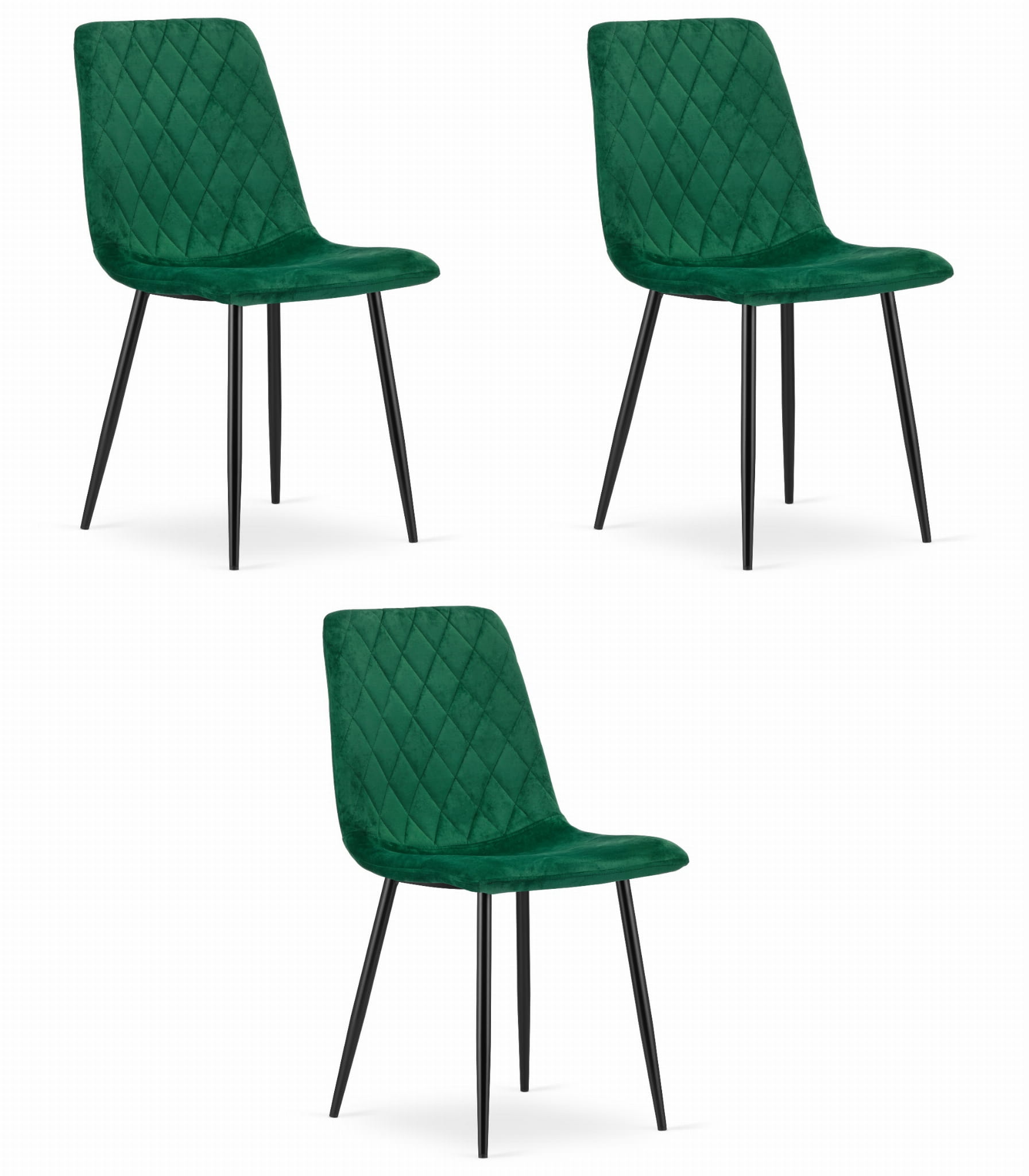 Sedia VALORA TURIN - Design ergonomico in velluto verde scuro x 3