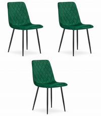 Sedia VALORA TURIN - Design ergonomico in velluto verde scuro x 3
