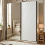Armadio Camera da Letto Galtelli, Guardaroba Grande Appendiabiti, 217x210h cm Bianco Opaco