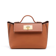 Pochette da donna in vera pelle marrone
