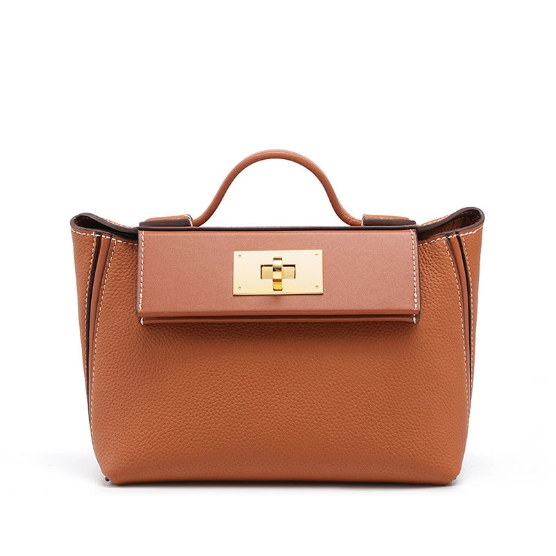 Pochette da donna in vera pelle marrone