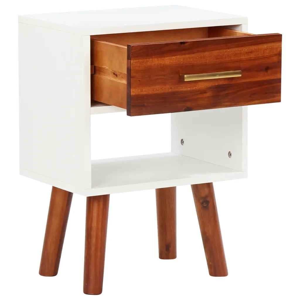 Comodino | Armadio da Notte | Mobiletto da notte in Legno Massello di Acacia 40x30x57 cm