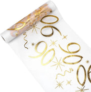 Decorazione per Tavola 90° Anno, Tavolo Decorazione 28 cm x 10 m, Tavolo Decorazione in Oro, Decorazione 90° Anno Donna Uomo, Tavolo Coperto Tavolo Lint per 90° Anno Festa di Compleanno