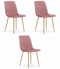Sedia Valora TURIN in velluto rosa con gambe in legno per soggiorno x3