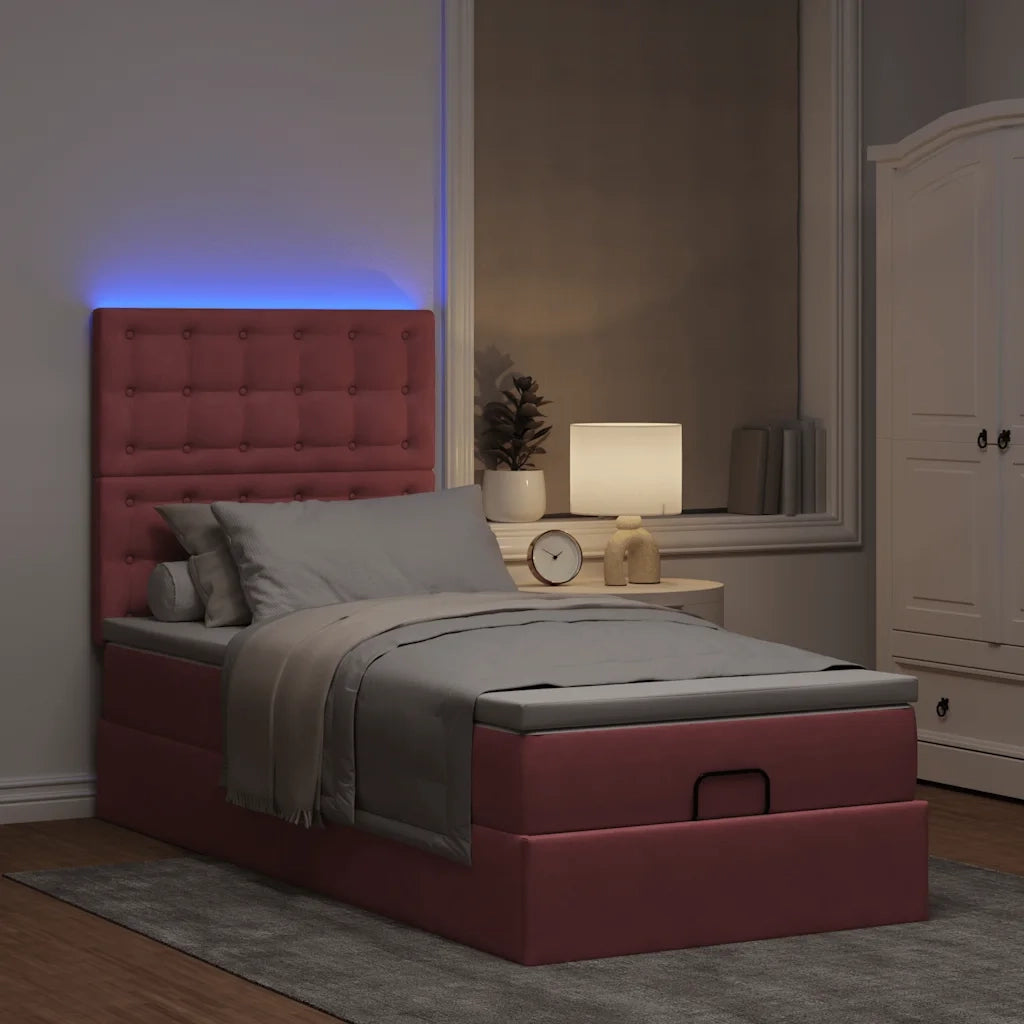Struttura Letto Pouf con Materassi Rosa 100x200 cm Velluto 3314449