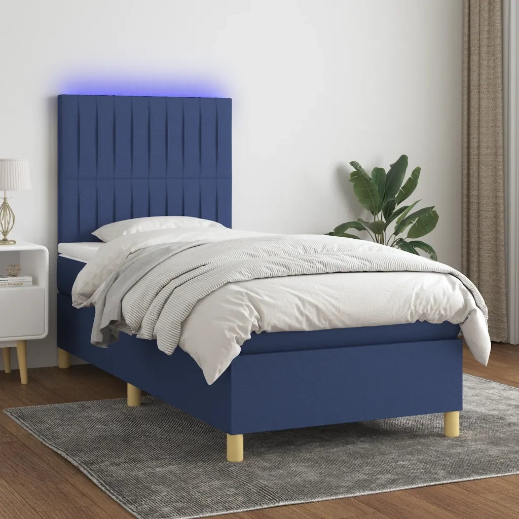Letto a Molle con Materasso e LED Blu 80x200 cm in Tessuto 3135555