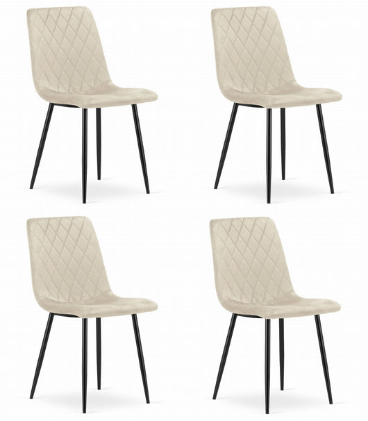 Valora TURIN Sedia Velluto Beige Design ergonomico x4