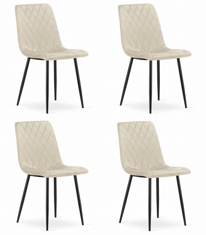 Valora TURIN Sedia Velluto Beige Design ergonomico x4