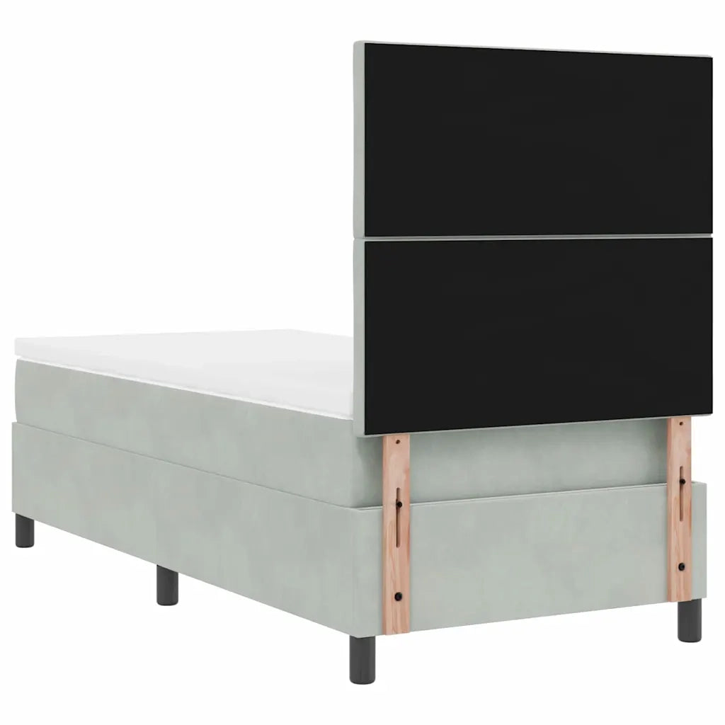 Letto a molle con materasso Grigio chiaro 100 x 200 cm Velluto 3339878