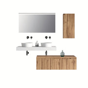 Composizione doppio lavabo 6 pezzi VENERE bianco / quercia