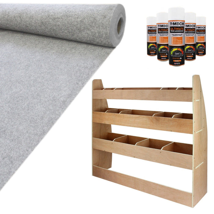 Tappezzeria Camper Furgone Grigio Argento & Scaffale per VW Caddy SWB