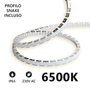 Alcapower Striscia LED Snake Flex 20m 230V 12W/m 6500K IP65 - Bobina professionale flessibile ad alta luminosità con tecnologia SMD 2835