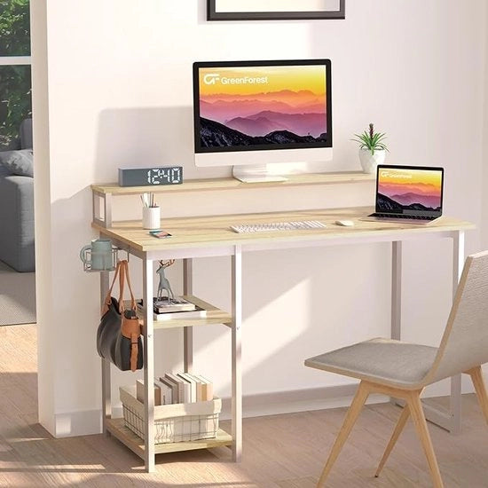 Scrivania per computer, ufficio domestico, tavolo da lavoro, montaggio facile, struttura metallica, 120 x 55cm