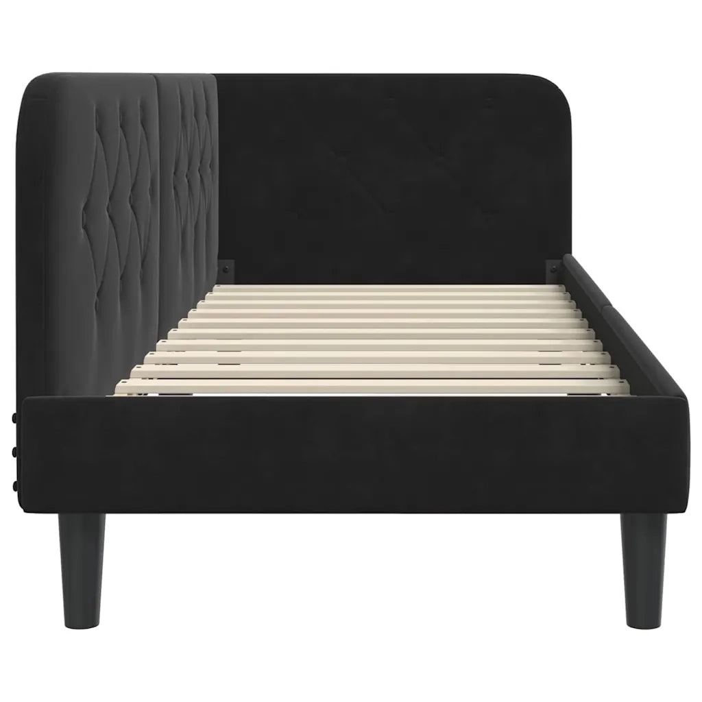 Letto singolo | Letto per adulti | Cornice del letto ad angolo Nero 80 x 200 cm Velluto