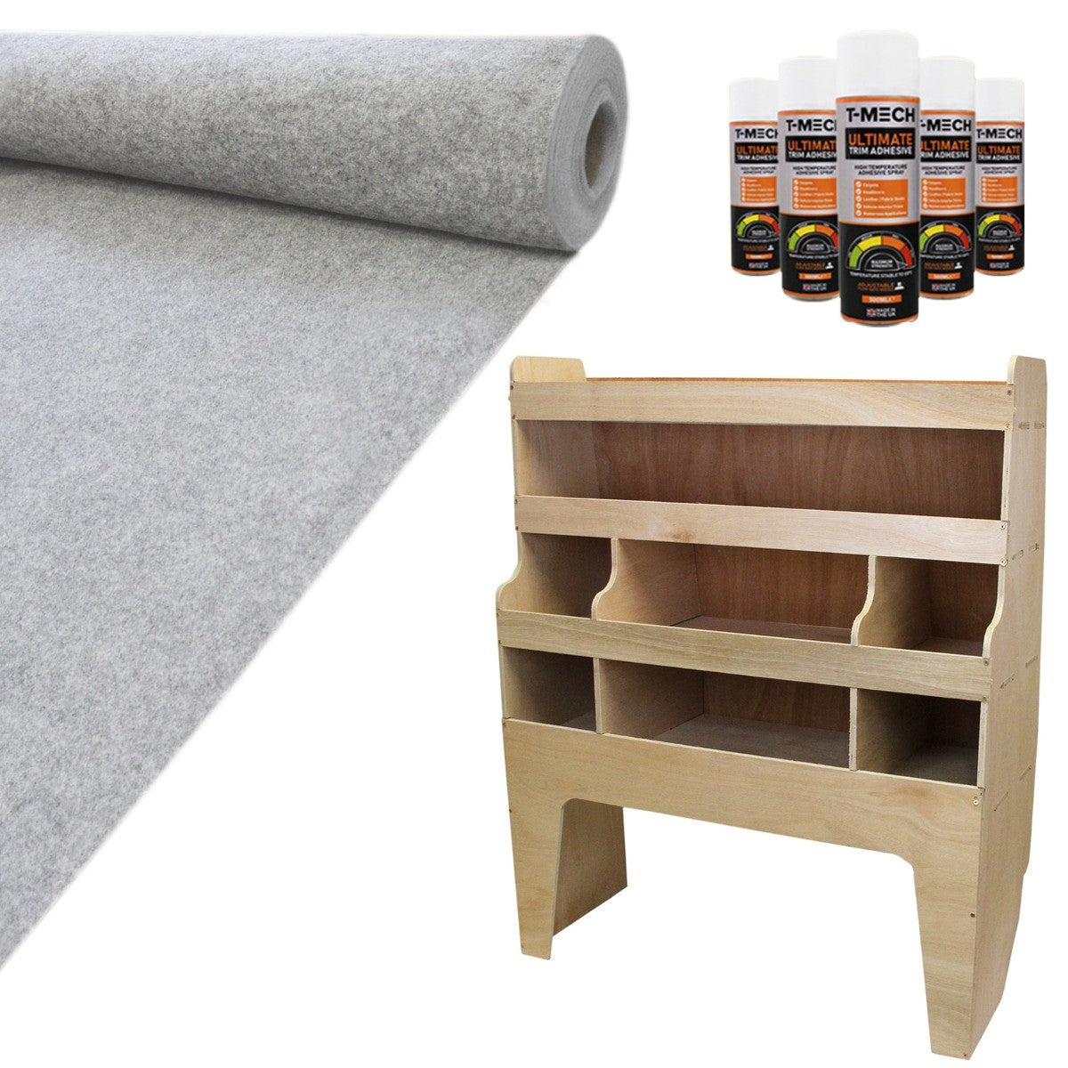 Tappezzeria Camper Furgone Grigio Argento & Scaffale per Furgone VW Transporter