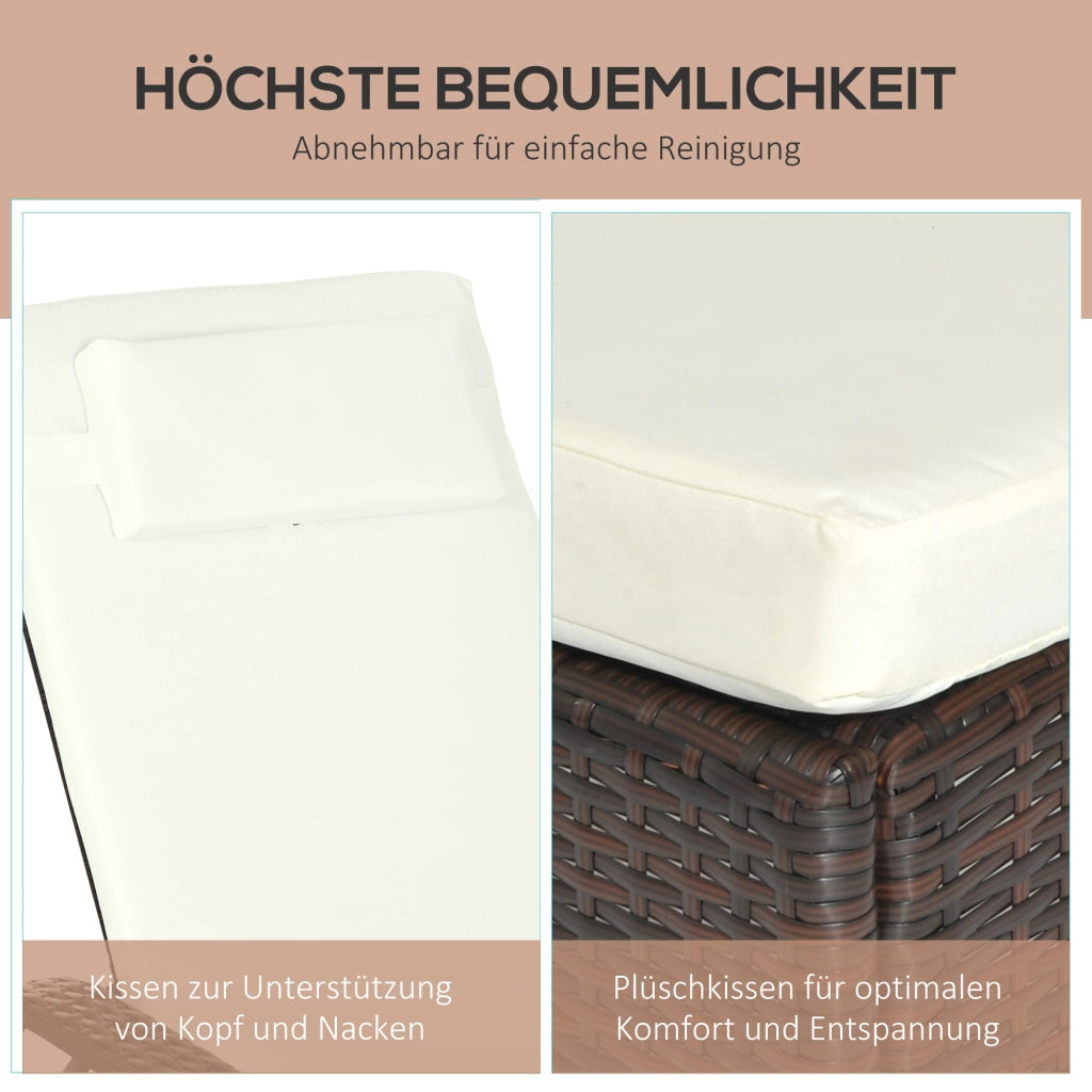 Lettino da giardino con schienale regolabile ¨C zephmum ¨C polyrattan marrone e crema 200x73x103 cm