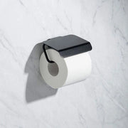 Supporto per WC in alluminio anodizzato nero con coperchio - sistema di fissaggio doppio - viti - adesivo e Fix - senza foratura