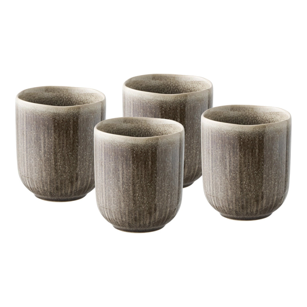 Set 4 tazze Viola in stoneware grigio senza manico ø8x9,5 cm