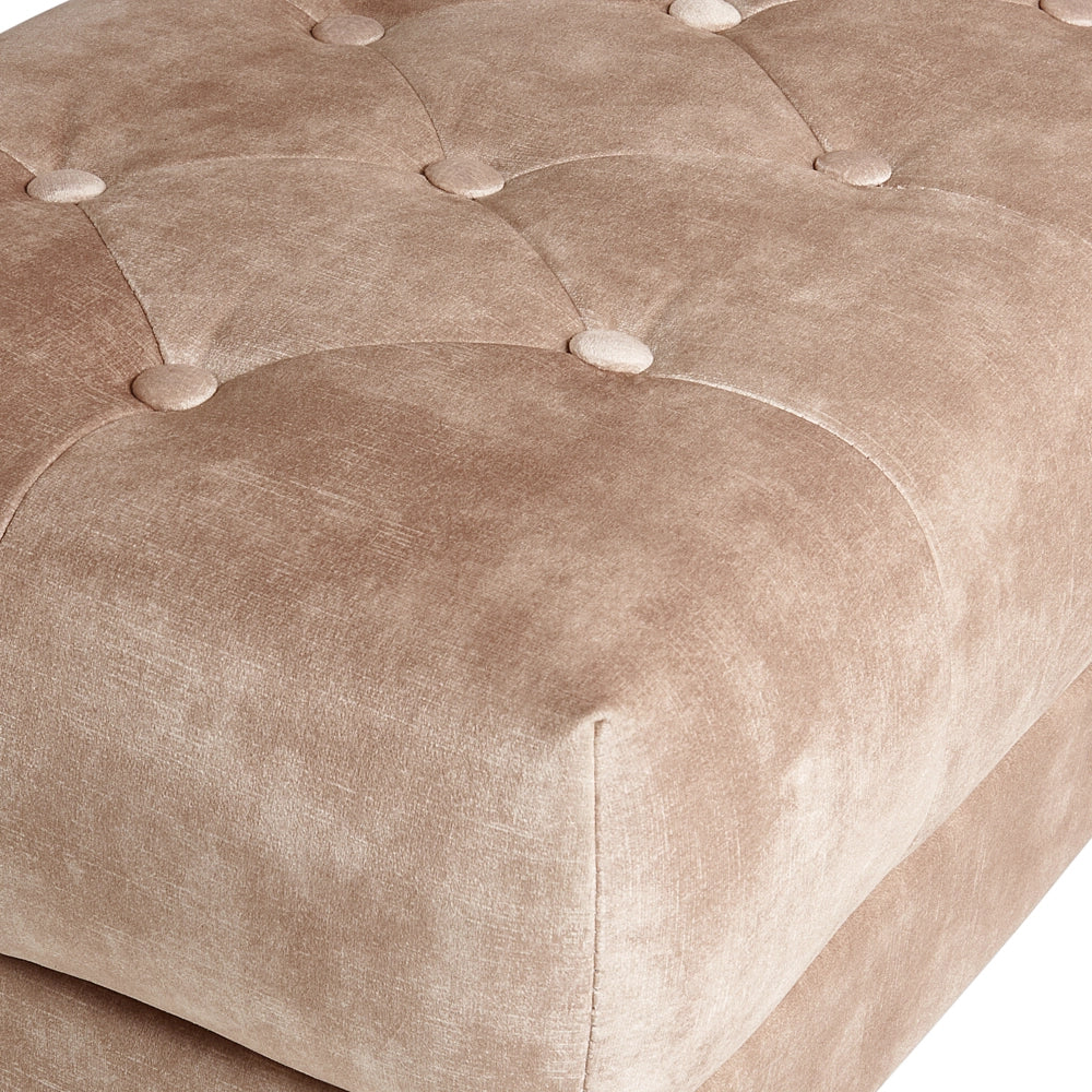 Panca Taupe Tessuto imbottito Velluto Accento di metallo Gambe d'oro Panca da letto Sgabello
