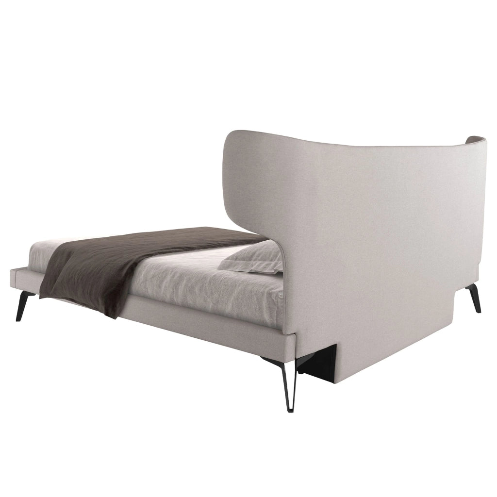 Letto in tessuto grigio chiaro