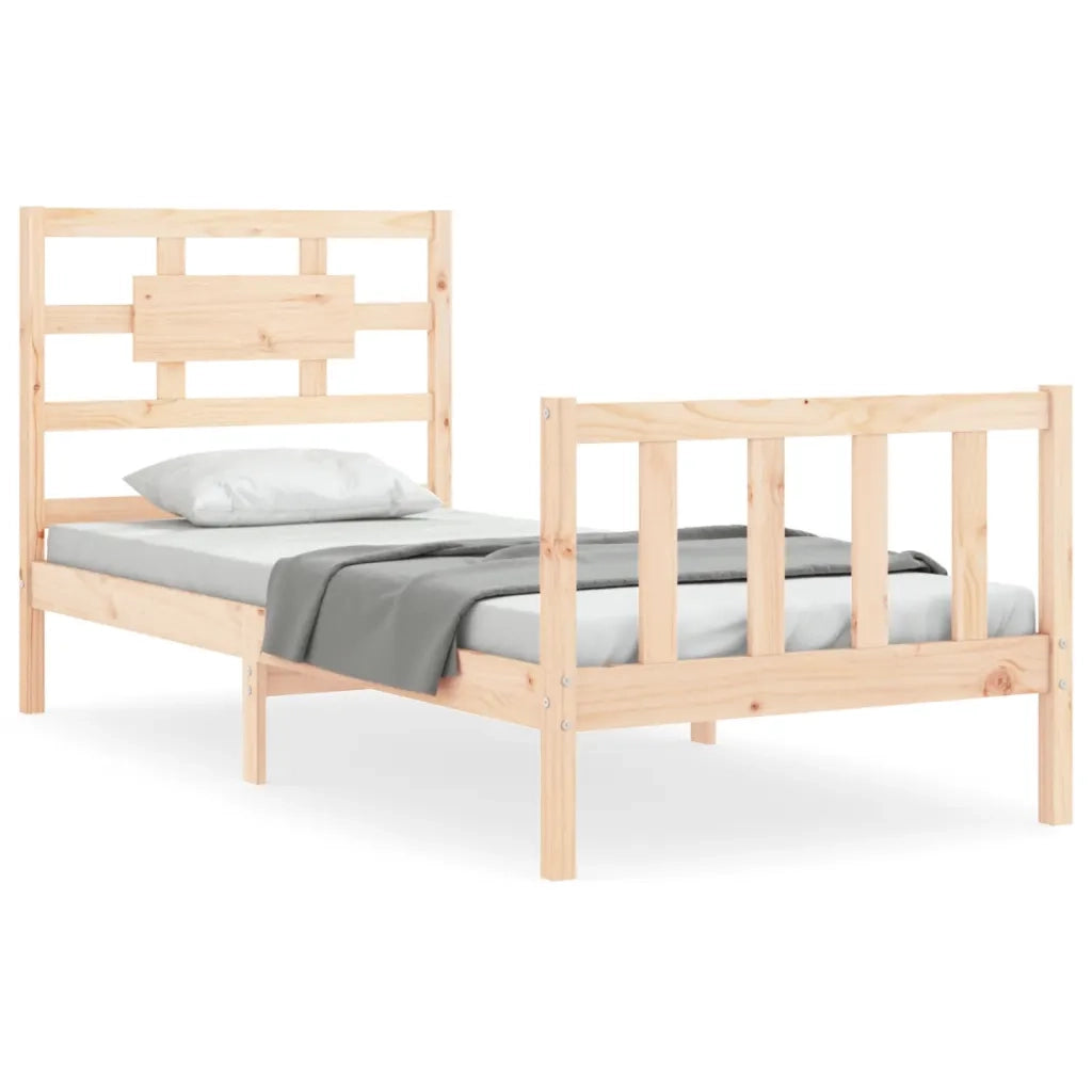 Giroletto con Testiera Single-Struttura Letto in Legno Massello 422494